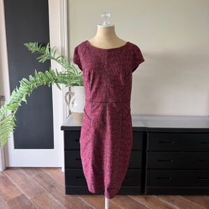 Laundry by Shelli Segal Dress 8 Burgundy Knee Length High Neck Office Chic